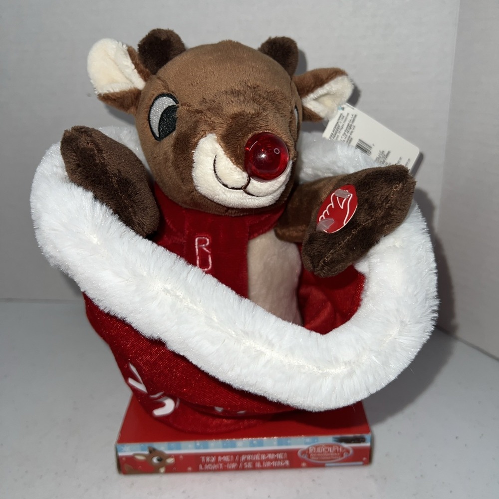Rudolph Red Nosed Reindeer Dan Dee Singing Plush Peek-a-boo Santa Sack